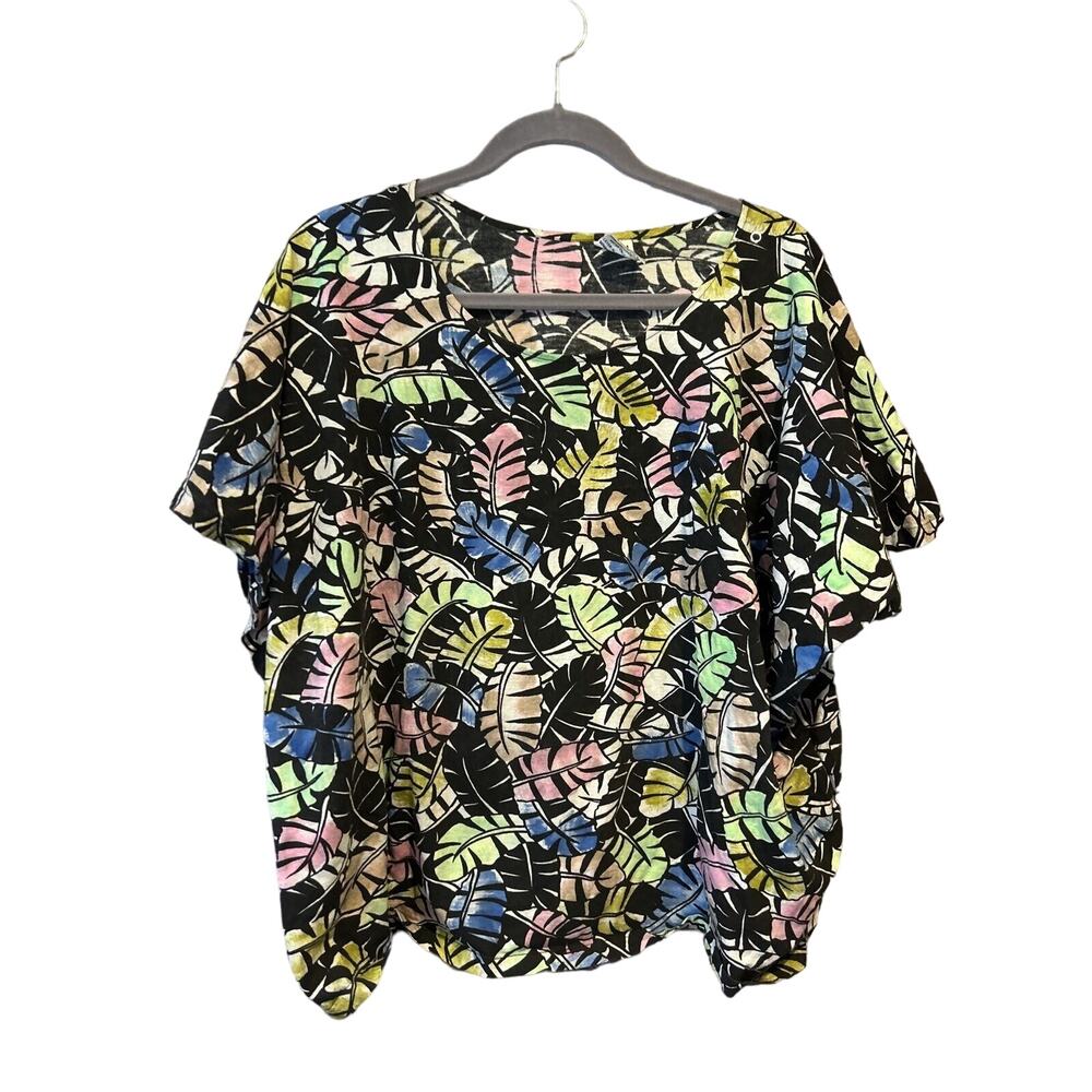 sharanel shirt Neon Leaves Short Sleeve Women’s Size Oversized One Size
